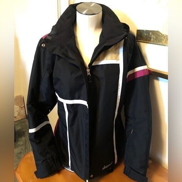 Descente Women's Alexis Black Color Block Ski Winter Size 8 /S‎ Insulated Jacket - Picture 1 of 16